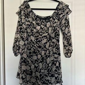 Floral Black and Cream Romper